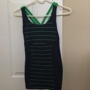 Lululemon navy and green stripe energy tank
